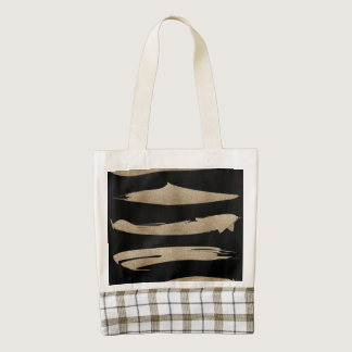 preppy geometric pattern black and gold stripes zazzle HEART tote bag