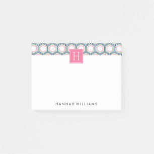 Preppy Geometric Pattern Monogram Post-it Notes
