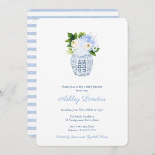 Gianna Chinoiserie Bridal Shower Invitation Editable Template Printable Invitati Ginger Jar Invite Blue and White Vase Instant Download