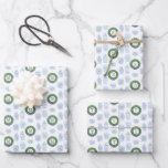 Preppy Ginger Jar Boxwood Wreath Monogram Holidays Wrapping Paper Sheets<br><div class="desc">Christmas Holidays gift wrap sheets with patterns made from my own watercolor illustrations (of ginger jars and a boxwood wreath with blue and white bow). You can put a different monogram letter on each sheet (or keep them all the same). Great if you are trying to mix and match your...</div>