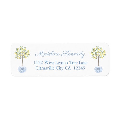 Preppy Ginger Jar Lemon Tree Return Address Label