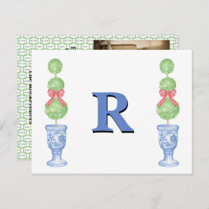 Preppy Ginger Jar Monogram Photo Christmas Card