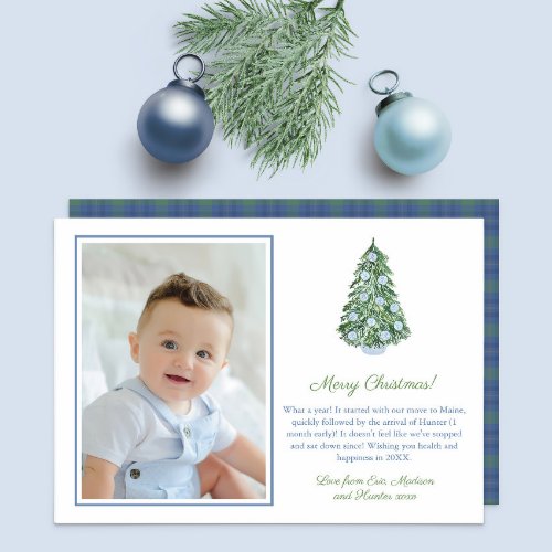 Preppy Ginger Jar Ornaments Merry Christmas Photo  Holiday Card