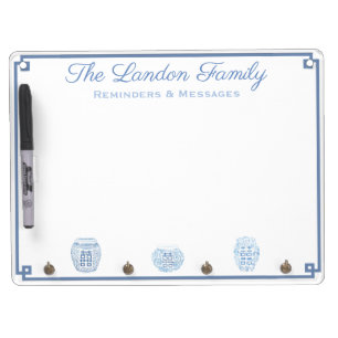 Preppy Ginger Jars Family Messages & To Do List Dry Erase Board With Keychain Holder