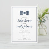 Preppy Gingham Bow Tie Baby Boy Shower Invitation (Standing Front)