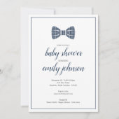 Preppy Gingham Bow Tie Baby Boy Shower Invitation (Front)