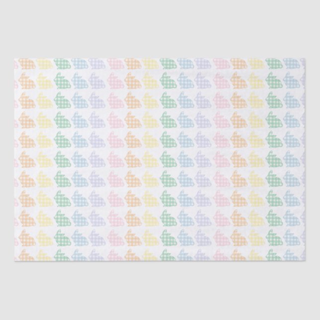 Preppy Gingham Easter Bunnies Pastel Tissue Paper (Front)