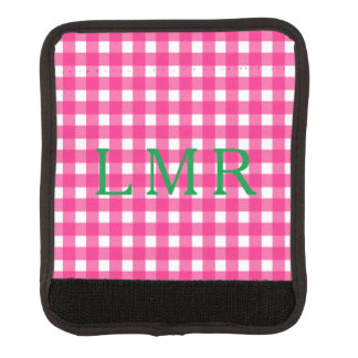 Preppy Gingham Monogram Bag Tag Stroller Luggage Handle Wrap