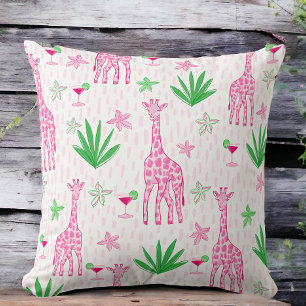 Preppy Giraffe Cosmopolitans Jungle Throw Pillow