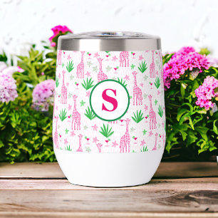Preppy Giraffes Cosmopolitans Monogram Thermal Wine Tumbler