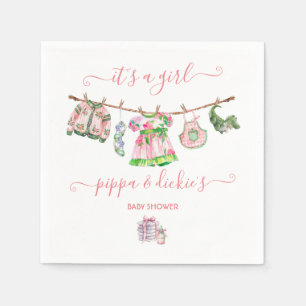 Preppy Girl clothesline Baby Shower Napkins
