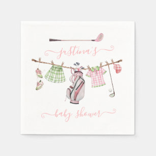 Preppy Girl Golf Baby Shower Clothesline Napkins