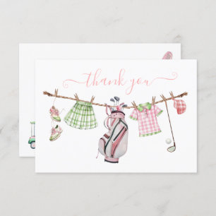 Preppy Girl Golf Clothesline Thank You Note