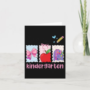 Preppy Girly Back To School Hello Kindergarten Tea Card