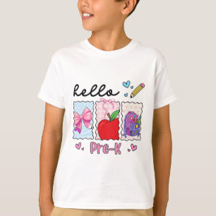 Preppy Girly Back To School Hello Pre-k Preschool T-Shirt