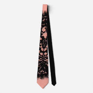 Preppy Girly Chic blush pink vintage black lace Neck Tie