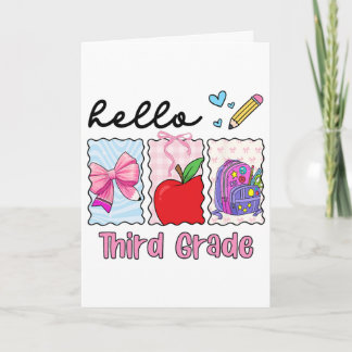 Preppy Girly Ck To School Hello Third Grade Teache Card
