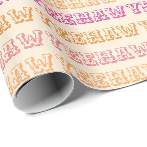 Preppy Girly Cowgirl Yeehaw Orange Hot Pink Wrapping Paper