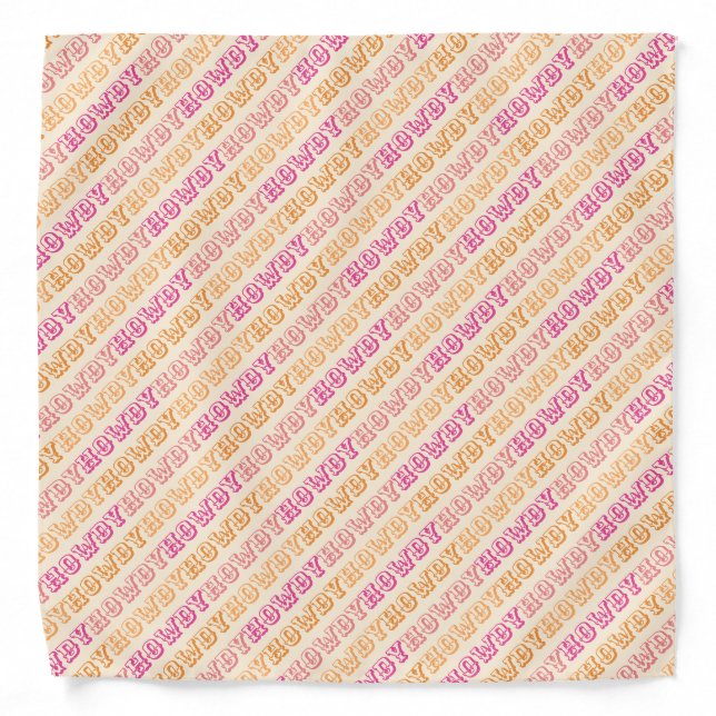 Preppy Girly Howdy Hot Pink Orange  Bandana (Front)