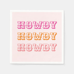Preppy Girly Howdy Hot Pink Orange Napkins