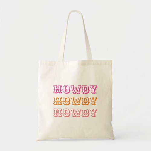 Preppy Girly Howdy Hot Pink Orange  Tote Bag