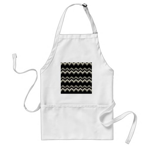 Preppy Girly Pattern Black And Grey Chevron Adult Apron