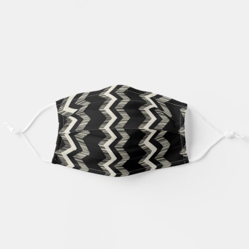 Preppy Girly Pattern Black And Grey Chevron Adult Cloth Face Mask
