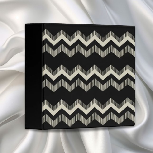 Preppy Girly Pattern Black And Grey Chevron Binder (Preppy Girly Pattern Black And Grey Chevron Binder)