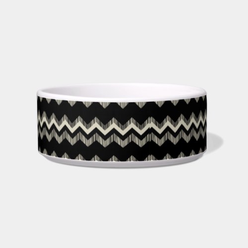 Preppy Girly Pattern Black And Grey Chevron Bowl