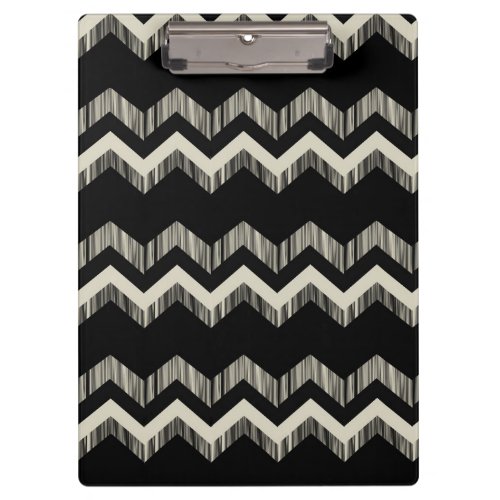 Preppy Girly Pattern Black And Grey Chevron Clipboard