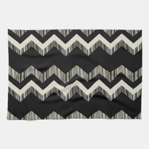 Preppy Girly Pattern Black And Grey Chevron Kitchen Towel