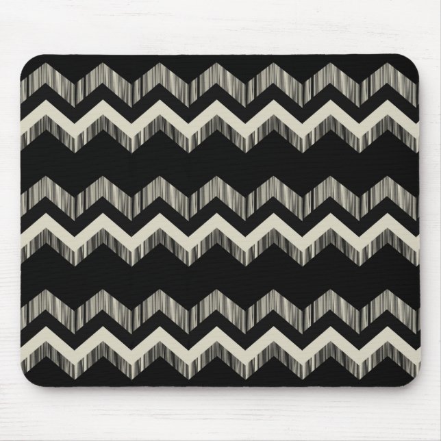 Preppy Girly Pattern Black And Grey Chevron Mouse Pad (Front)