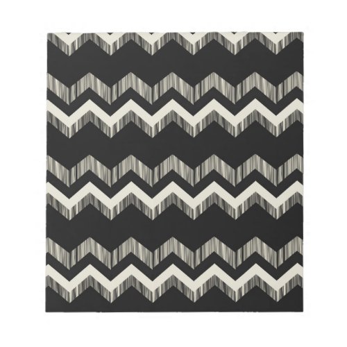 Preppy Girly Pattern Black And Grey Chevron Notepad