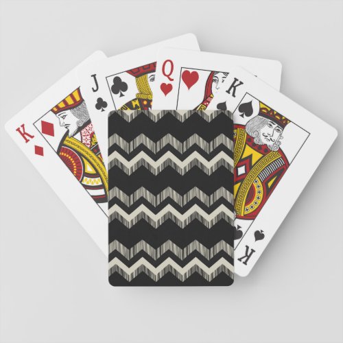 Preppy Girly Pattern Black And Grey Chevron Poker Cards