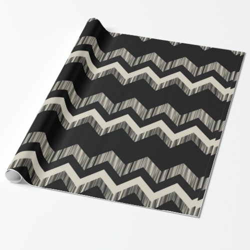 Preppy Girly Pattern Black And Grey Chevron Wrapping Paper