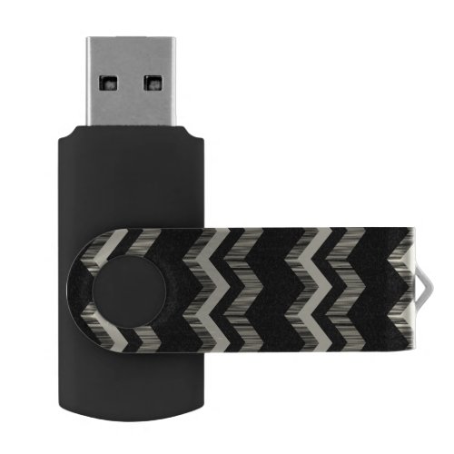 Preppy Girly Pattern Black And White Chevron Flash Drive