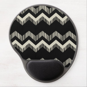 Preppy Girly Pattern Black And White Chevron Gel Mouse Pad