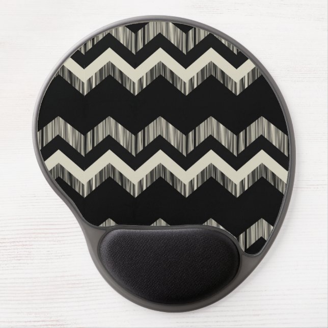 Preppy Girly Pattern Black And White Chevron Gel Mouse Pad (Front)