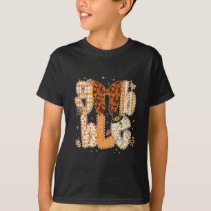 Preppy Gobble Coquette Lace Bow Fall Thanksgiving  T-Shirt