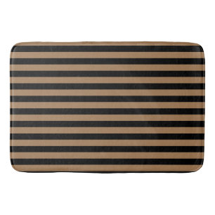 Preppy Gold and Black Stripes Geometric Pattern Bath Mat