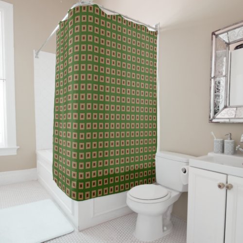  Preppy Gold and Bronze Geometric Grid Pattern  Sh Shower Curtain