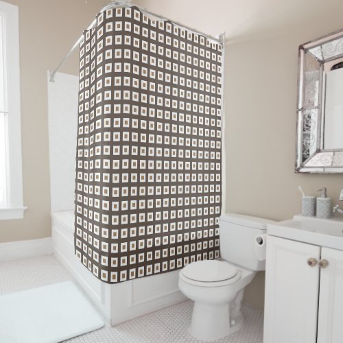  Preppy Gold and Bronze Geometric Grid Pattern  Shower Curtain