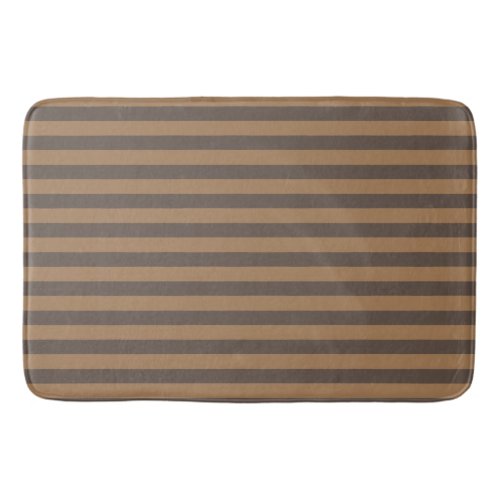  Preppy Gold and Bronze Stripes Geometric Pattern Bath Mat