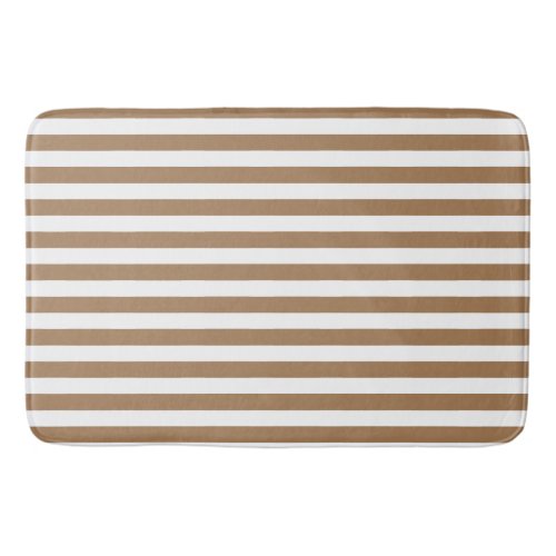  Preppy Gold and White Stripes Geometric Pattern Bath Mat