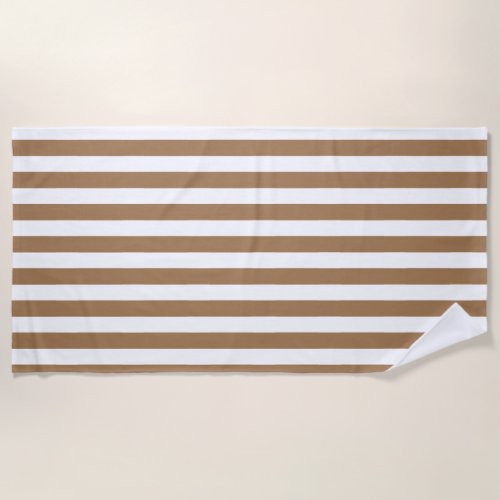  Preppy Gold and White Stripes Geometric Pattern Beach Towel