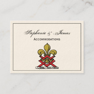 Preppy Gold Red Heraldic Crest Fleur de Lis Emblem Business Card