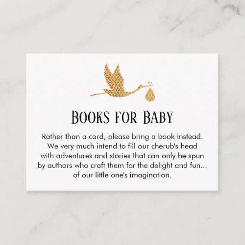 Preppy Gold Stork Book Request Insert Cards
