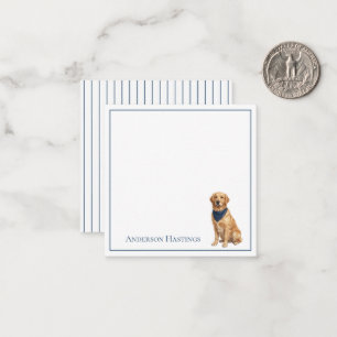Preppy Golden Retriever and Stripes Note Card