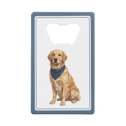 Preppy Golden Retriever Credit Card Bottle Opener