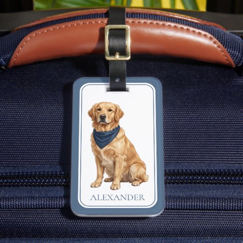 Preppy Golden Retriever Luggage Tag